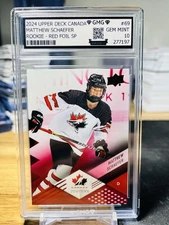 2024 Upper Deck Canada Matthew Schaefer Rookie Red Foil SP GMG Graded 10 Gem #69