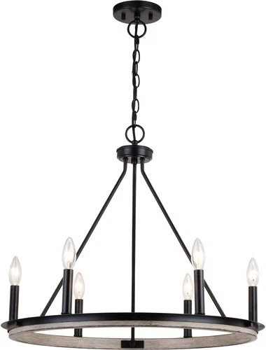 Vaxcel Lighting H0274 Russel 6 Light 25"W Candle Style Chandelier - Matte Black - Picture 1 of 12