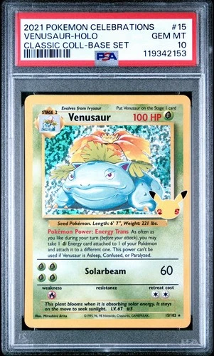 Pokémon TCG: 2021 Celebrations Venusaur Base Set Holo Celebrations PSA 10