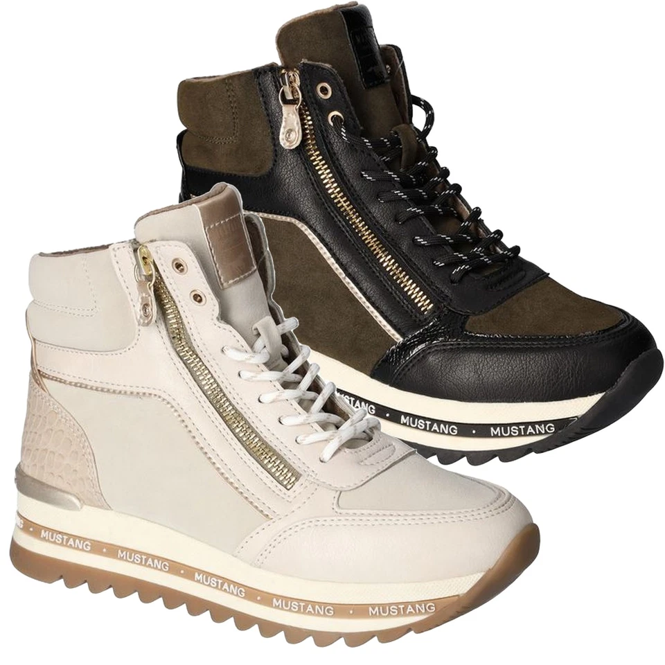 Mustang Femme Bottines Bottes à Lacets Plateforme Fermeture Éclair 1364-504 - Photo 1/1