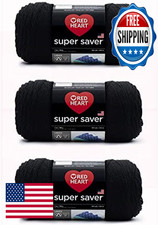 Red Heart Super Saver Black Yarn 3-Pack, 198g/7oz Acrylic, Knitting/Crochet