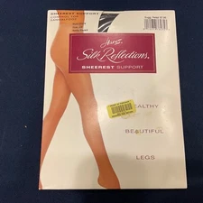 Hanes silk reflection sheerest support control top 0E079 sandle AB BARELY Black
