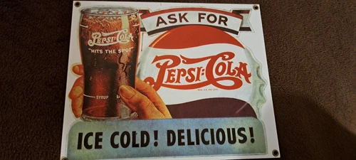 Pepsi-Cola Porcelain Advertising Sign Vintage Ande Rooney Collectible