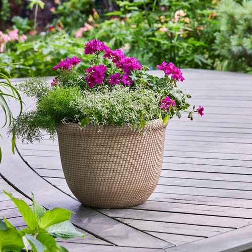 Recycled Resin Planter W/ Drainage Holes Lightweight Durable Indoor Outdoor Use - Picture 3 of 8