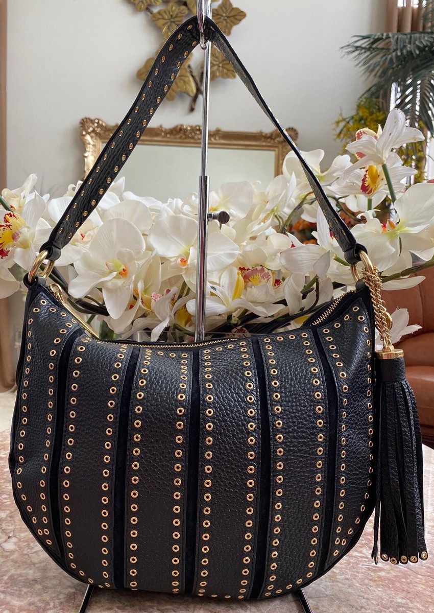 Michael kors Black Leather handbag with an extra floral shoulder strap,RRP  $498