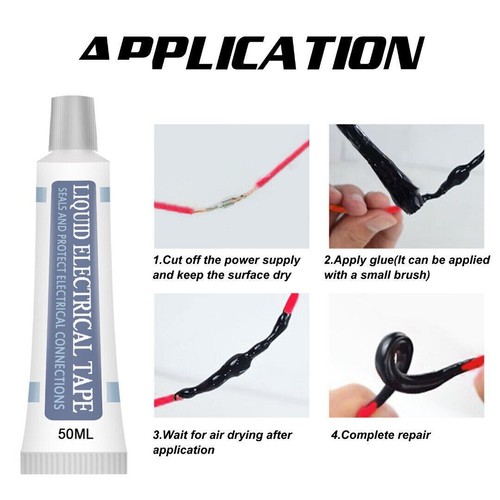 Liquid Electrical Tape 50ml Tube Insulation Paste Waterproof Anti-UV Fast Dry UK - Picture 2 of 11