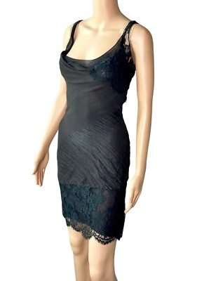 John Galliano F/W 2006 Semi-Sheer Lace Knit Slip Black 2 Piece