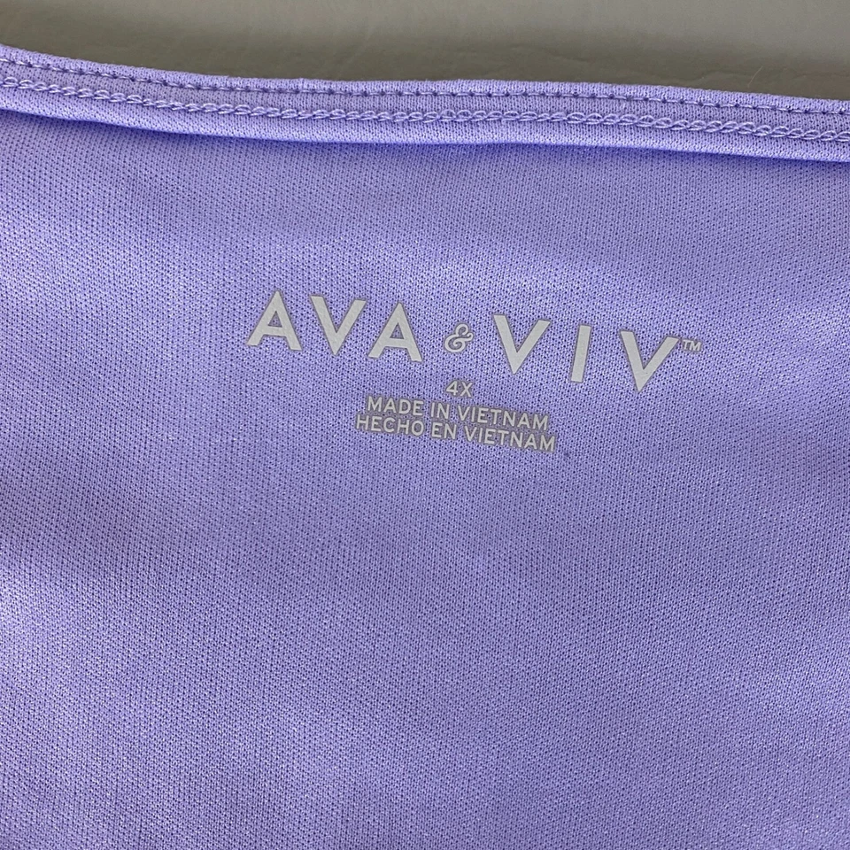 AVA & VIV 束腰上衣大码 4X 缩褶荷叶边紫色大理石袖口 — 第 3/4 张图片