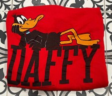 Vintage 1990s Daffy Duck Looney Tunes Red Cartoon 90s Crewneck Sweatshirt Small