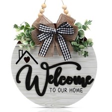 12 Inch 3D Welcome Sign for Front Door- Farmhouse Welcome Door Sign for Front...