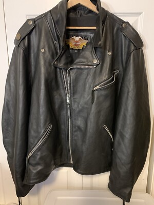 Vintage Harley Davidson Mens Sz 3XL Classic Black Leather Jacket