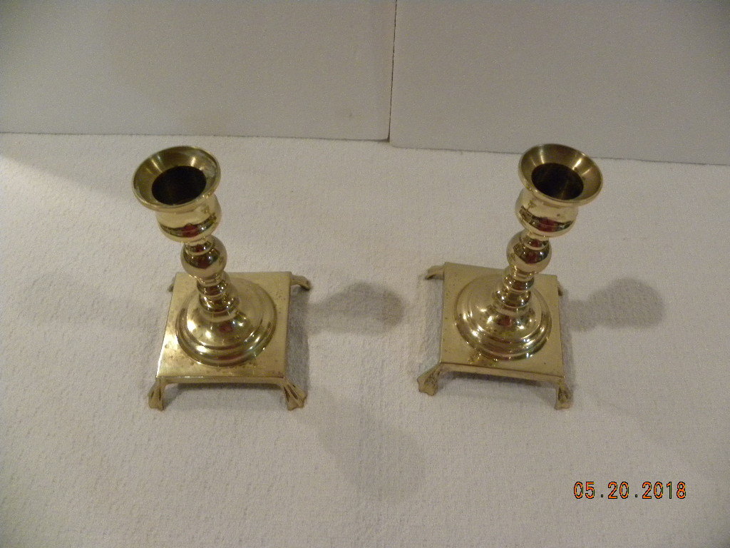Set of Two Brass Candlesticks eBay