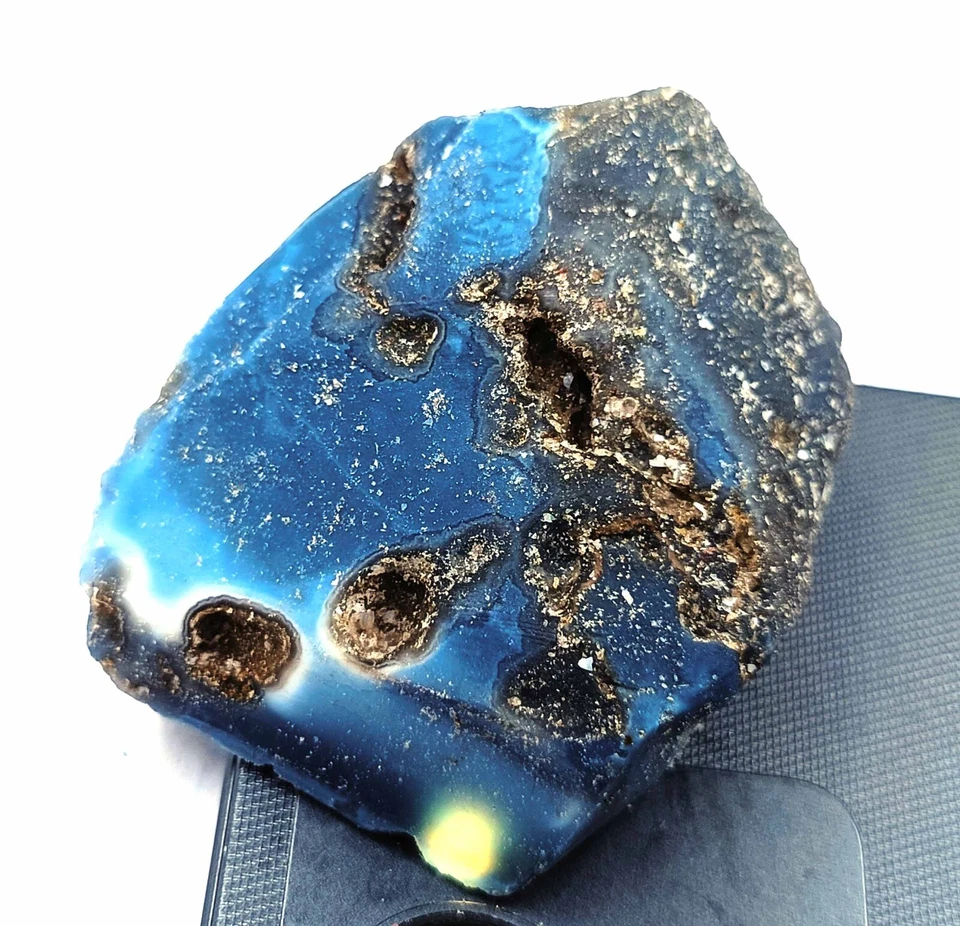 390 Ct Natural Sky-Blue Opal Certified Australia Uncut Rough Loose Gemstone 25S  - Image 3 of 4
