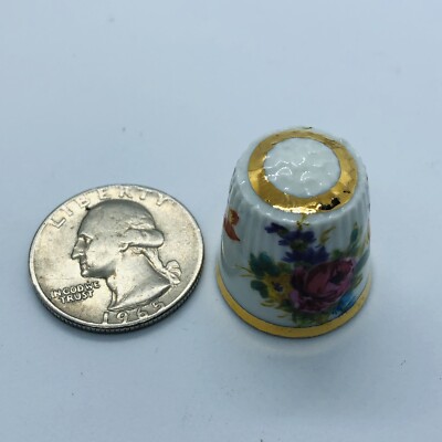 FLORAL FLOWERS THIMBLE SEWING GOLD ETCHED NICE QUALITY