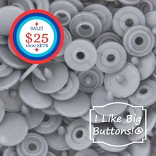1000 Sets KAM Snaps: SILVER-Size 16/T3-Plastic Snap Buttons Ribbon Sewing Crafts