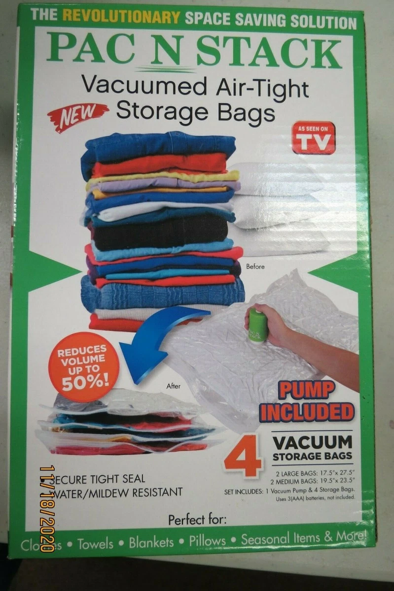 Pac N Stack Storage Bags, Vacuumed Air-Tight - 4 bags