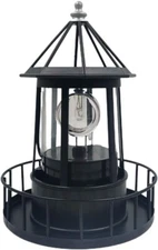 CALIDAKA LED Solar Powered Lighthouse, 360 Degree Rotating Lamp Waterproof Statu