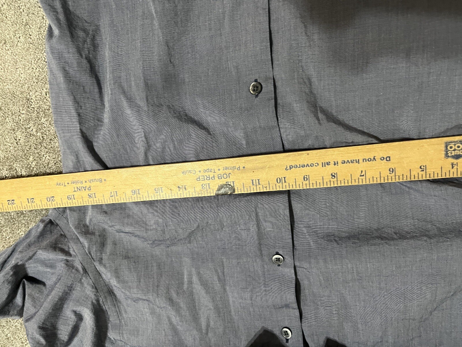 Express 1MX Fitted Solid Button Shirt Blue Solid … - image 4