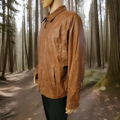 Bullock & Jonesレザージャケット Bullock & Jones VTG Soft Genuine Leather Brown Full Zip Men Jacket