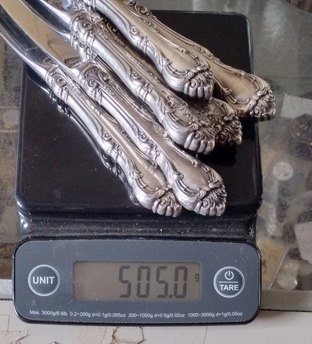 7 Vintage Sterling Silver Butter Knives - 505.0 g - Chantilly by Gorham?