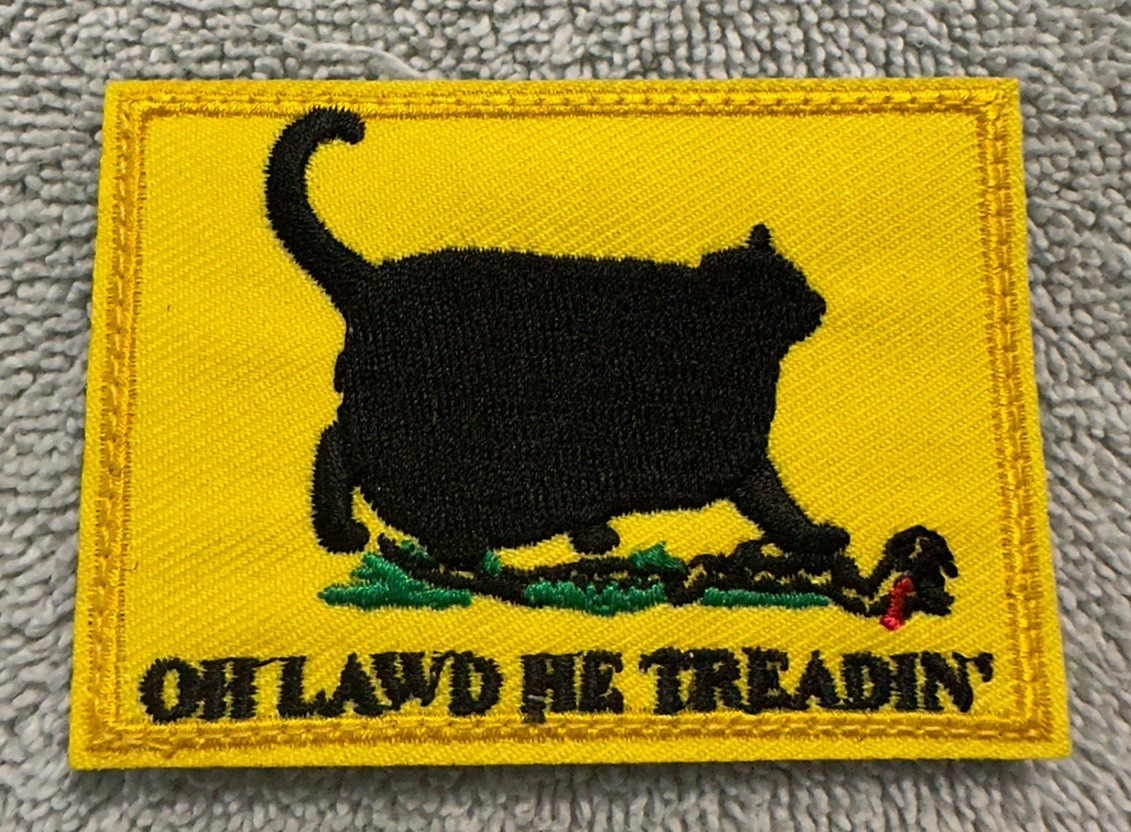 OH LAWD HE TREADIN’ FAT CAT 2x3 Morale Patch Hook Backing Brand New