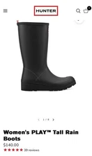 Hunter Womens Black Rubber Rain BOOTS Original Size 11 US