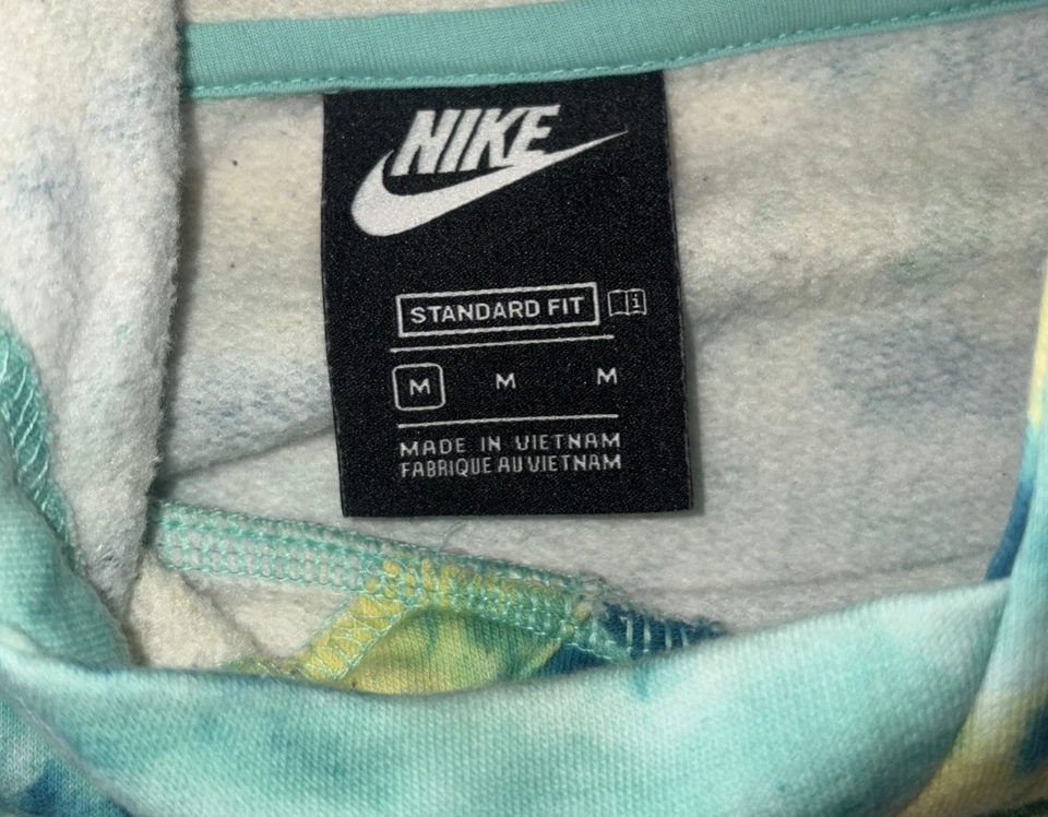 Nike Girls Tie-Dye Blue Yellow Logo Hoodie Sweatshirt Size Youth Medium - Image 2 of 4