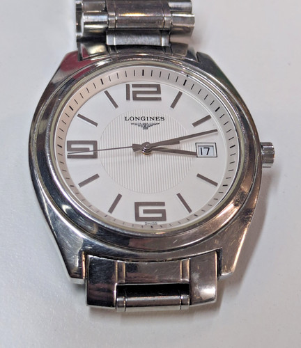 VINTAGE LONGINES LUNGOMARE L3.632.4 MENS QUARTZ STAINLESS STEEL WATCH TICKING