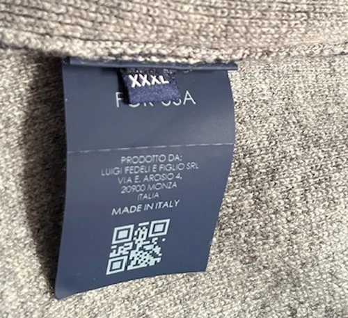 Chaleco Suéter Fedeli Italia Azul Marino y Gris 100% Cachemira Cremallera Completa ~ XXXL Foto 4 de 4