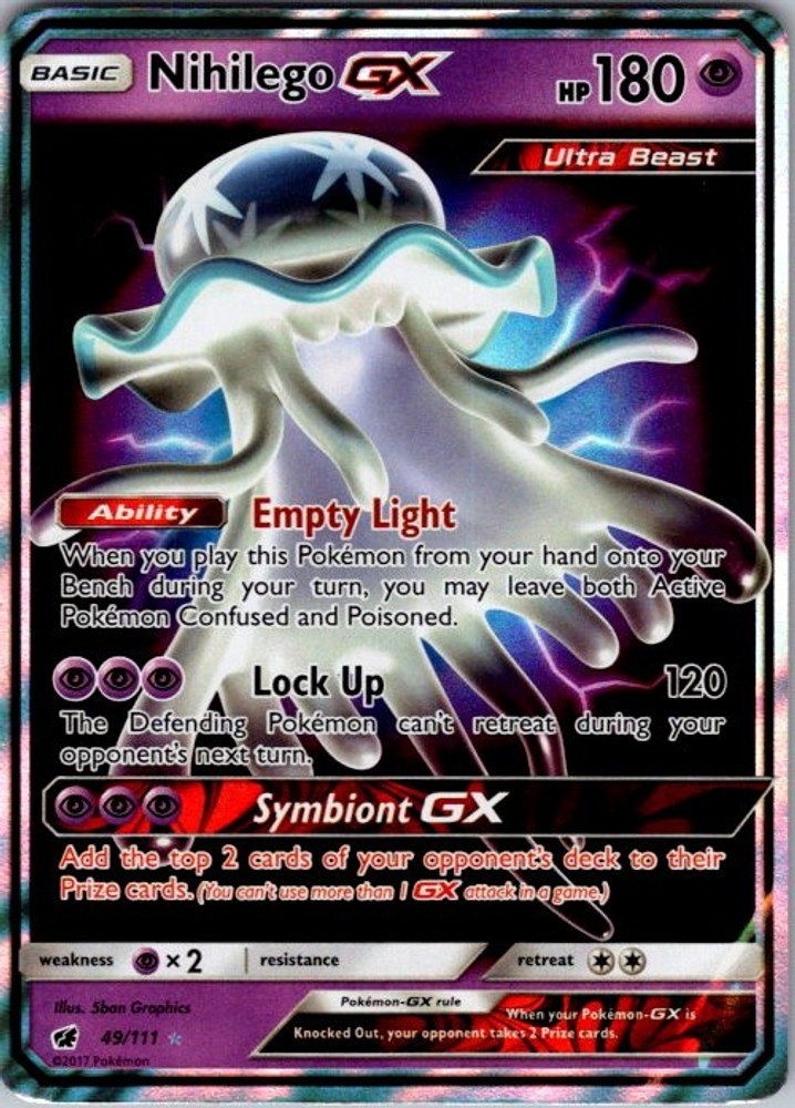 Pokemon SM - Crimson Invasion Nihilego GX 49/111 NM Holofoil
