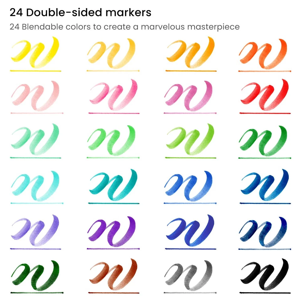 ARTEZA Kids Dual Tip Washable Markers, 24 Bright Colors, Office Product - Image 3 of 4