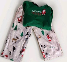 Carters Christmas Pajamas Santas Helper Thermal Shirt Fleece Pants 24 Months  