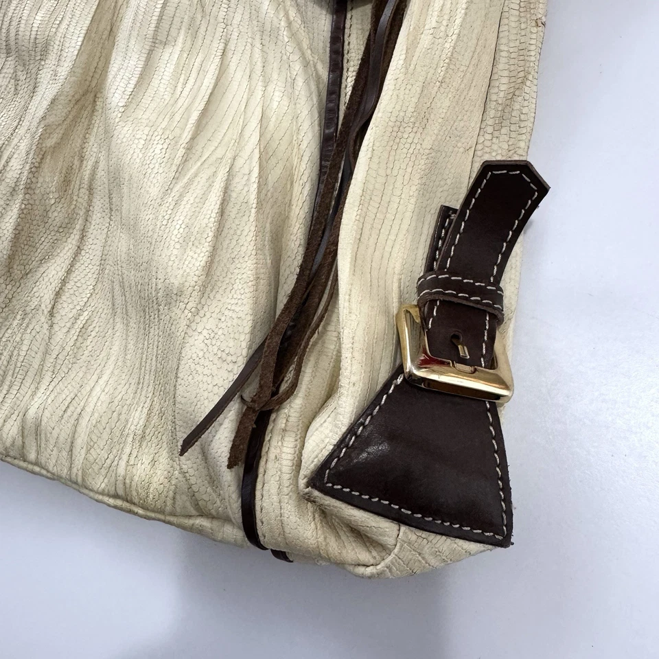 Bolso de Hombro Marco Buggiani Hecho en Italia Crema Genuino Piel de Reptil/Serpiente Dorado Foto 2 de 4