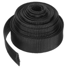 PET Braided Cable Sleeving, 25 FT Black Expandable Wire Cable Sleeving