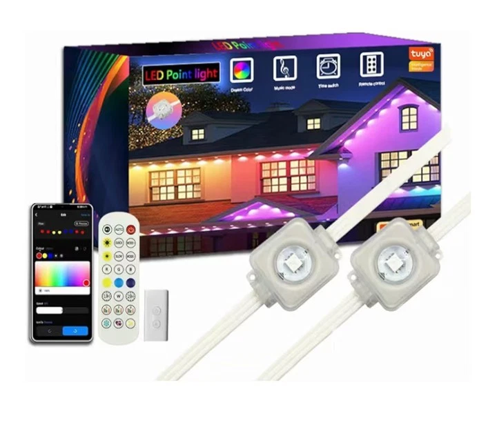 Permanent Outdoor 60ft Lights with 36 LED Eaves IP67 Waterproof Smart RGB Lights