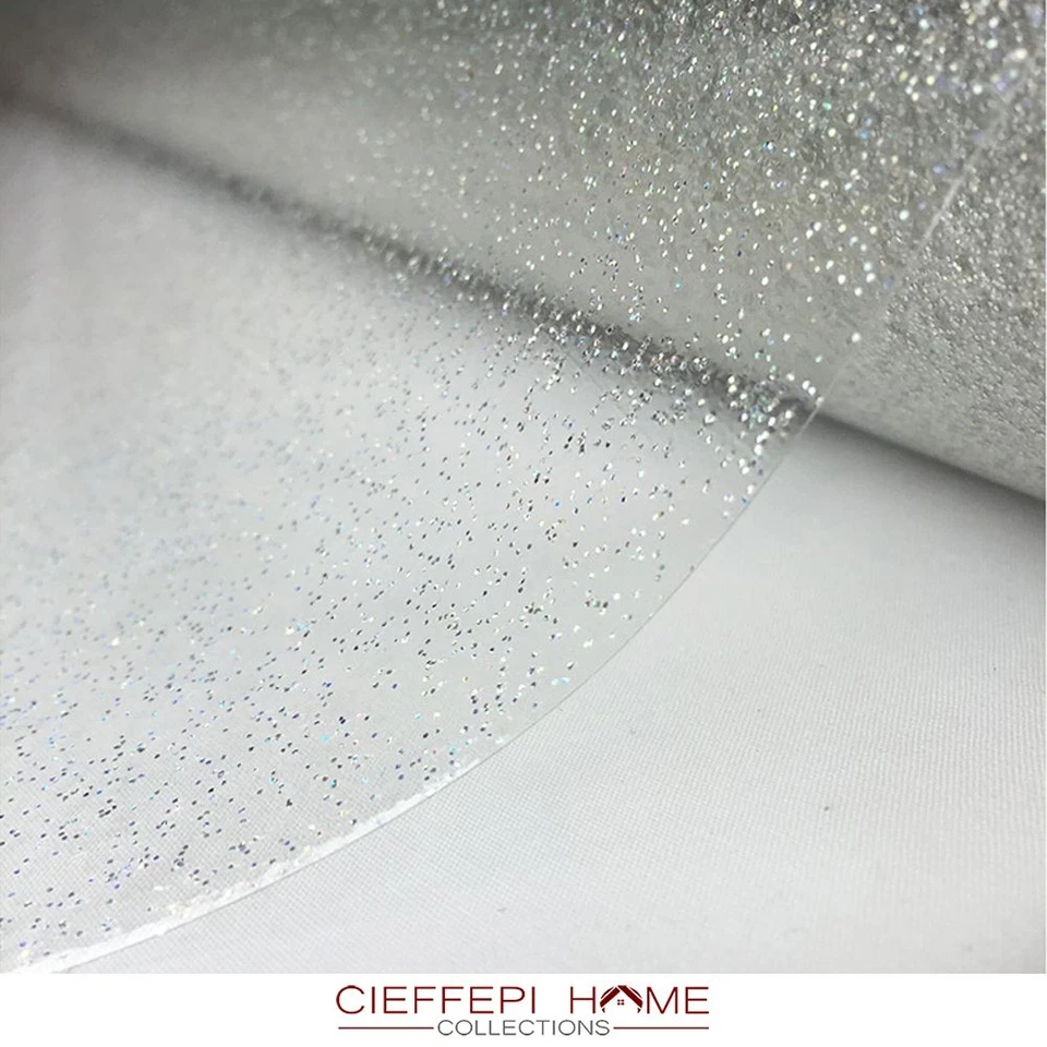 GLITTER Tovaglia in PVC Glitterato 250 Micron in varie misure - Oro / Argento /  - Immagine 4 di 4