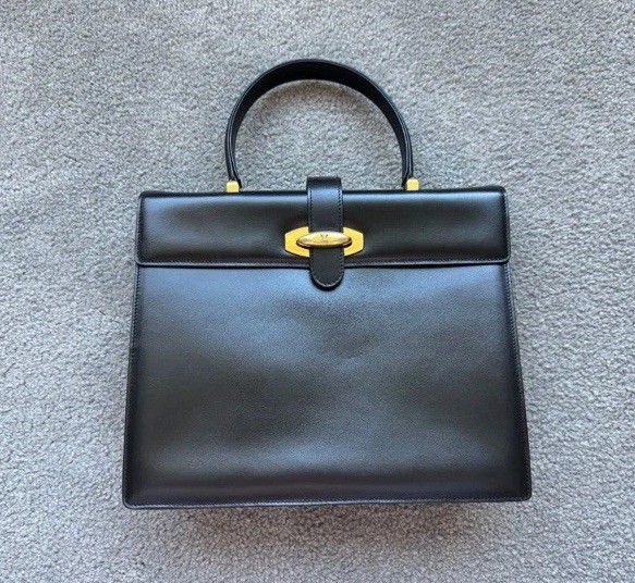 Celine Vintage Logo Top Handle Bag Handbag Black Excellent Condition