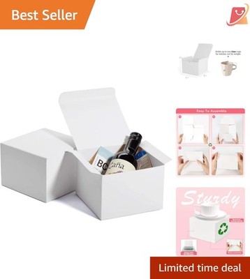 White Gift Boxes with Lids 6x6x4 Inch Bulk Recyclable Wedding Party Favor