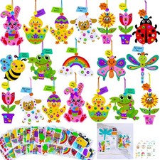 24 Sets Spring Craft Kits Easter Crafts DIY Bunny Lamb Chick Egg Tulip Flower...
