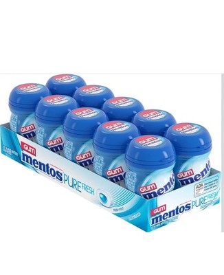 Lot of 10 packs Mentos Pure Fresh Sugar-Free Chewing Gum Xylitol Fresh Mint NEW