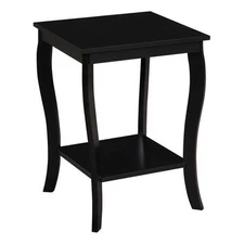Pemberly Row Square Traditional Rubber Wood End Table in Black