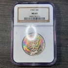MS65 1964 50C Kennedy Silver Half Dollar, NGC- Vivid Rainbow Toned