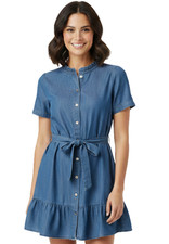 Ann Taylor Loft Denim Linen Blend dress NEW Blue WOMENS size 2