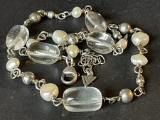 Vintage 925 Silver SILPADA necklace Freshwater Pearls and Glass 18"