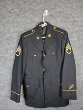 Vintage US Army Dress Jacket Mens 35R Blue Wool Serge Military Band Blazer 90s
