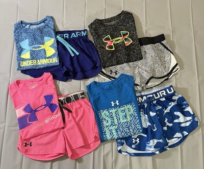 Girl Under Armour Clothing Lot-Size 8-Small-8PCS 4 T-Shirts/4 Shorts