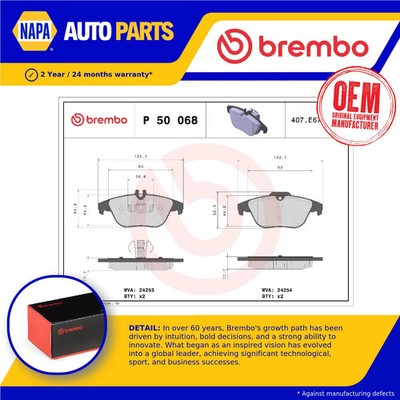 Brake Pads Set fits MERCEDES C350 S204, W204 3.0D Rear 07 to 14 Brembo Quality