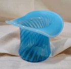 Vintage Fenton  Blue Optic Swirl Top Hat Vase Opalescent 3.5" Base Beautiful!!