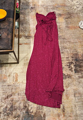 Crystal Doll Women s Pink Glitter Strappy V-Neck Maxi Dress Juniors 13