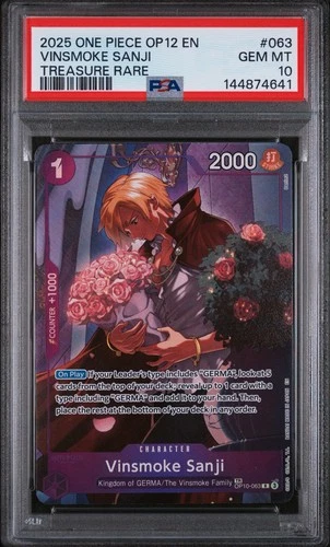 Vinsmoke Sanji PSA 10 OP10-063 *Treasure Rare* 2025 One Piece OP12 English
